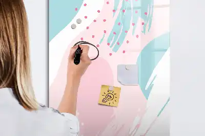 Magnetisch glazen memobord voor aan de muur met abstract patroon