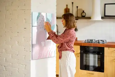 Magnetisch glazen memobord voor aan de muur met abstract patroon