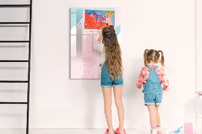Magnetisch glazen memobord voor aan de muur met abstract patroon