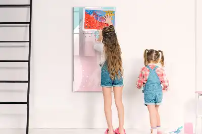Magnetisch glazen memobord voor aan de muur met abstract patroon