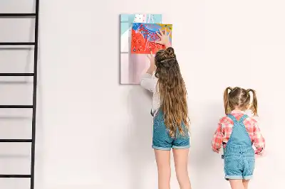Magnetisch glazen memobord voor aan de muur met abstract patroon