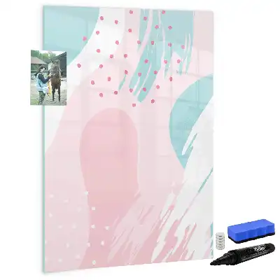 Magnetisch glazen memobord voor aan de muur met abstract patroon