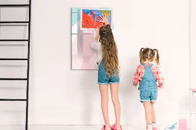 Magnetisch glazen memobord voor aan de muur met abstract patroon
