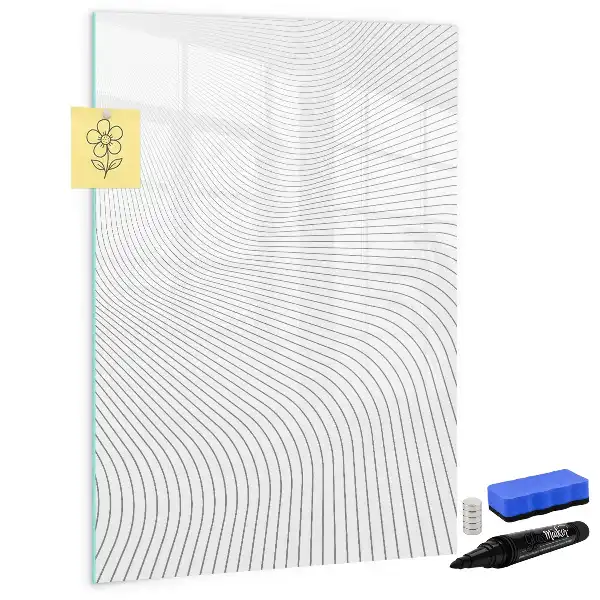 Glazen magneetbord met decoratieve print met grijze lijnen