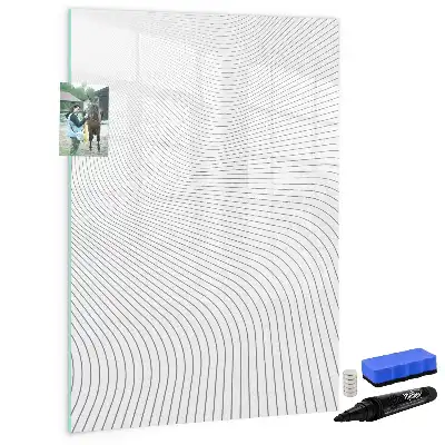 Glazen magneetbord met decoratieve print met grijze lijnen
