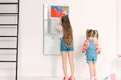 Glazen magneetbord met decoratieve print met grijze lijnen