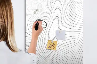 Glazen magneetbord met decoratieve print met grijze lijnen