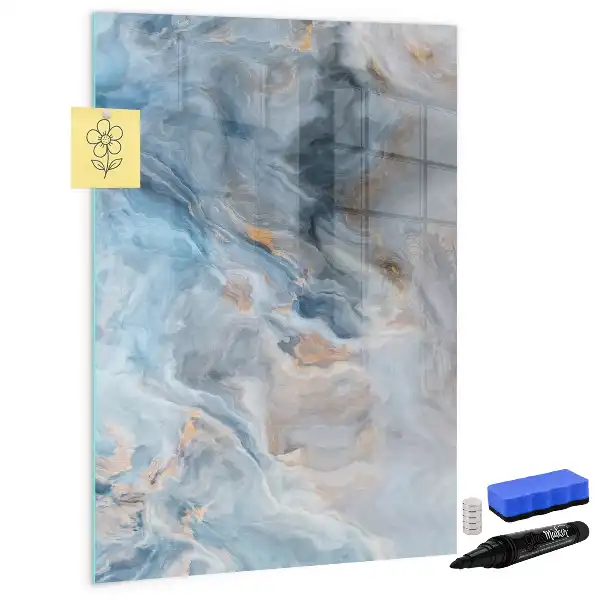 Glazen magneetbord met marmerpatroon met decoratieve print