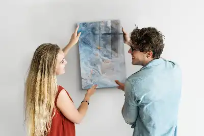 Glazen magneetbord met marmerpatroon met decoratieve print