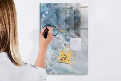 Glazen magneetbord met marmerpatroon met decoratieve print
