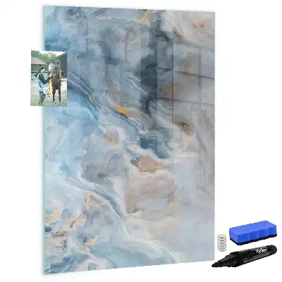 Glazen magneetbord met marmerpatroon met decoratieve print