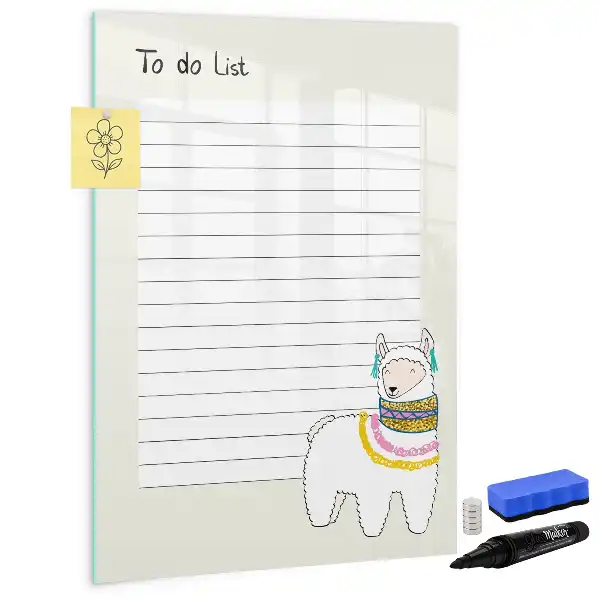 Glazen magneetbord met decoratieve print Verlanglijstje