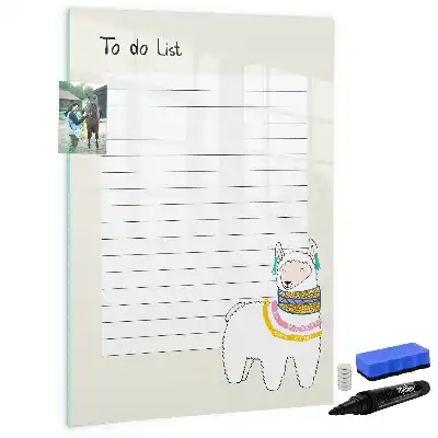 Glazen magneetbord met decoratieve print Verlanglijstje