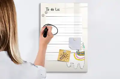 Glazen magneetbord met decoratieve print Verlanglijstje