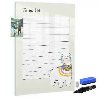 Glazen magneetbord met decoratieve print Verlanglijstje