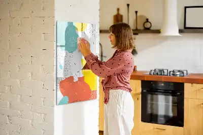Magnetisch glazen memobord voor aan de muur met decoratieve kleurrijke krabbels
