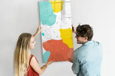 Magnetisch glazen memobord voor aan de muur met decoratieve kleurrijke krabbels