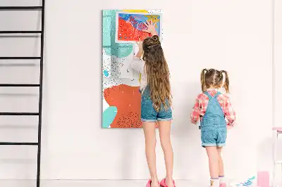 Magnetisch glazen memobord voor aan de muur met decoratieve kleurrijke krabbels
