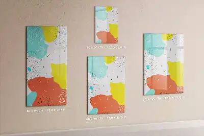 Magnetisch glazen memobord voor aan de muur met decoratieve kleurrijke krabbels