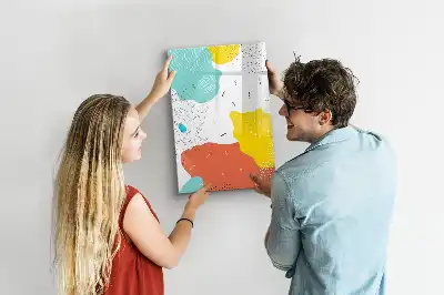 Magnetisch glazen memobord voor aan de muur met decoratieve kleurrijke krabbels