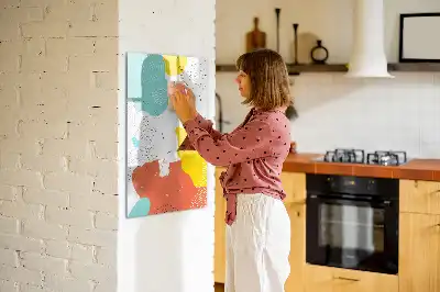 Magnetisch glazen memobord voor aan de muur met decoratieve kleurrijke krabbels