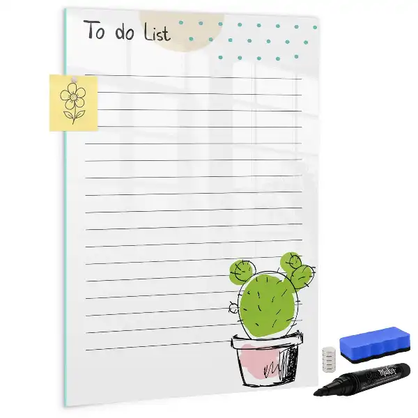Magnetisch glazen memobord voor aan de muur to-do lijst
