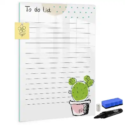 Magnetisch glazen memobord voor aan de muur to-do lijst