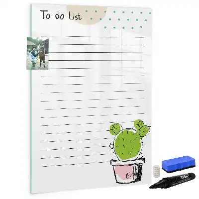 Magnetisch glazen memobord voor aan de muur to-do lijst