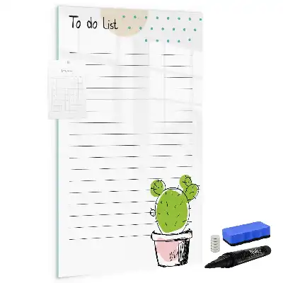 Magnetisch glazen memobord voor aan de muur to-do lijst