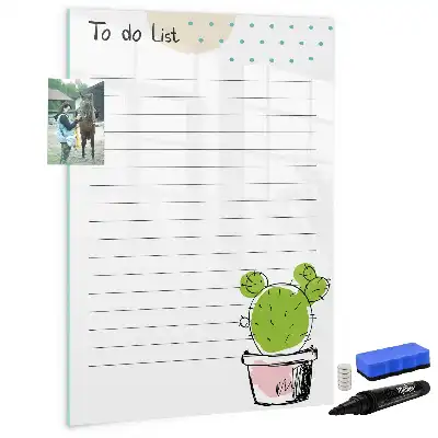 Magnetisch glazen memobord voor aan de muur to-do lijst