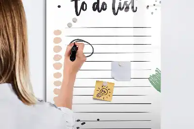 Glazen magneetbord met decoratieve to-do lijst print
