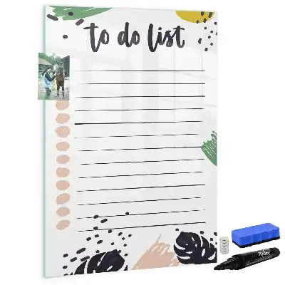 Glazen magneetbord met decoratieve to-do lijst print