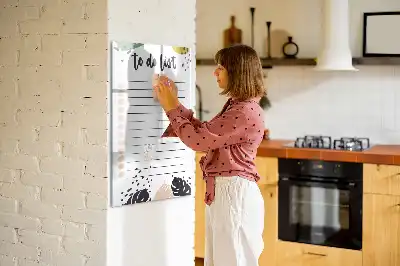 Glazen magneetbord met decoratieve to-do lijst print