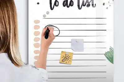 Glazen magneetbord met decoratieve to-do lijst print
