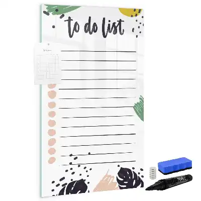 Glazen magneetbord met decoratieve to-do lijst print