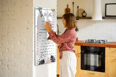 Glazen magneetbord met decoratieve to-do lijst print
