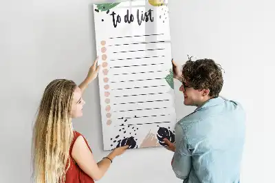 Glazen magneetbord met decoratieve to-do lijst print