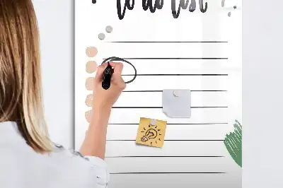 Glazen magneetbord met decoratieve to-do lijst print