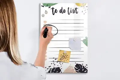Glazen magneetbord met decoratieve to-do lijst print