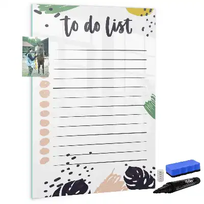 Glazen magneetbord met decoratieve to-do lijst print