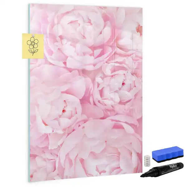 Magnetisch glazen memobord voor aan de muur met decoratie van zomerbloemen