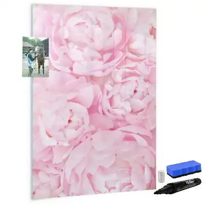Magnetisch glazen memobord voor aan de muur met decoratie van zomerbloemen