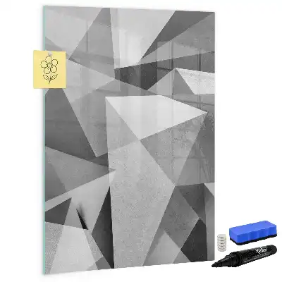 Magnetisch glazen memobord voor aan de muur met geometrische abstractie