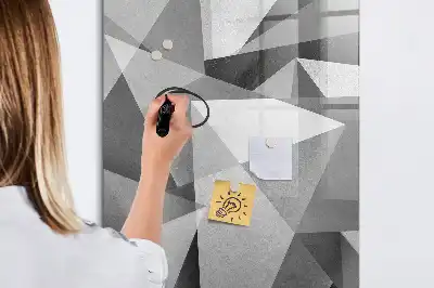 Magnetisch glazen memobord voor aan de muur met geometrische abstractie