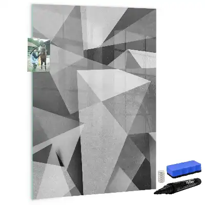 Magnetisch glazen memobord voor aan de muur met geometrische abstractie