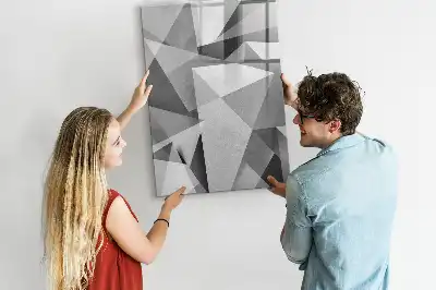 Magnetisch glazen memobord voor aan de muur met geometrische abstractie