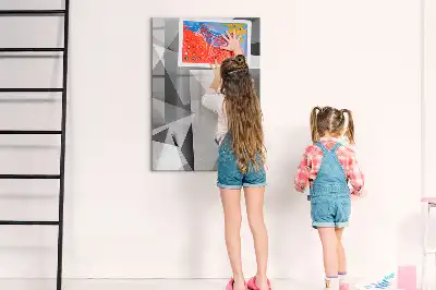 Magnetisch glazen memobord voor aan de muur met geometrische abstractie