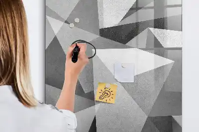 Magnetisch glazen memobord voor aan de muur met geometrische abstractie