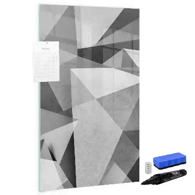 Magnetisch glazen memobord voor aan de muur met geometrische abstractie