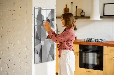 Magnetisch glazen memobord voor aan de muur met geometrische abstractie
